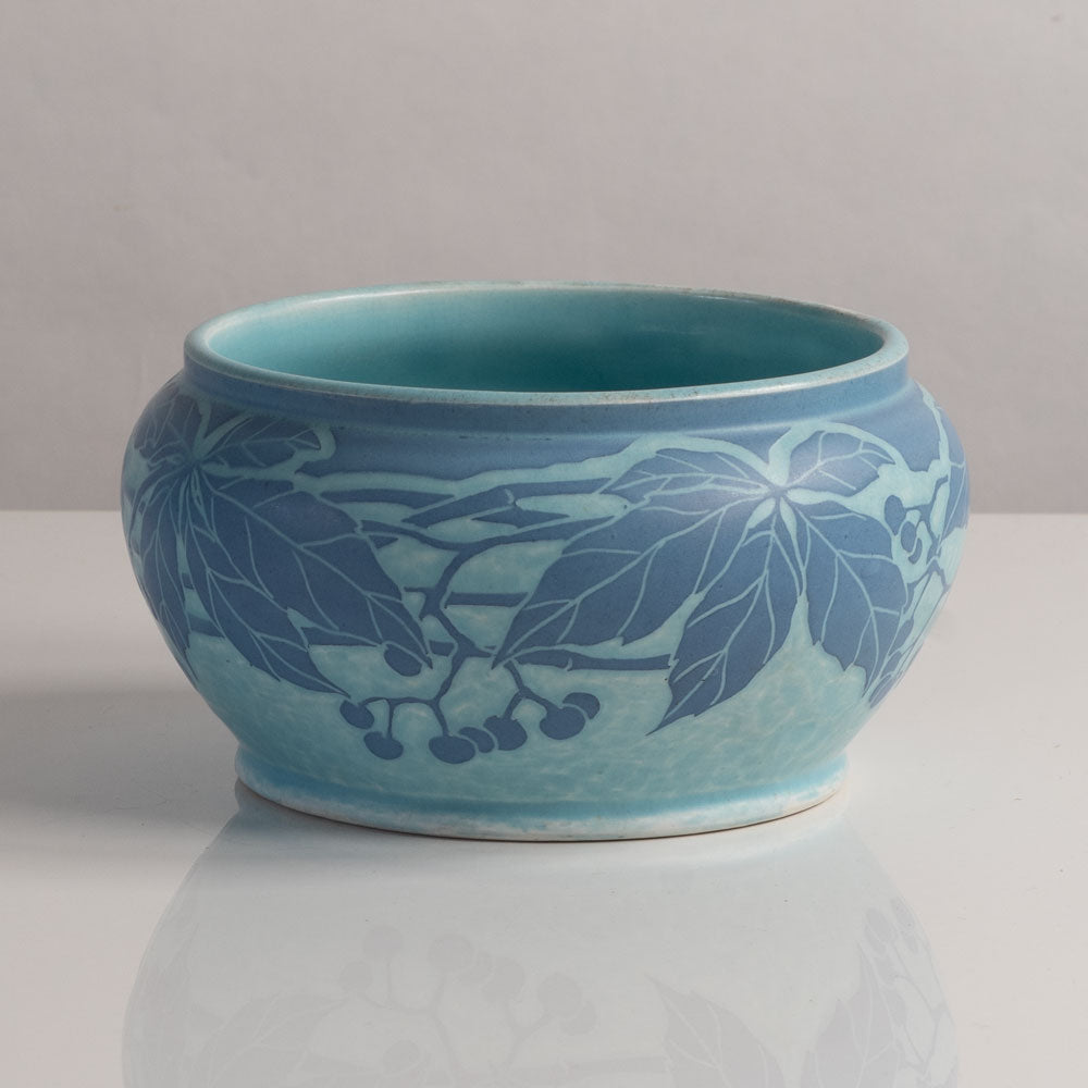 Josef Ekberg for Gustavsberg, Sweden, unique carved art nouveau stoneware bowl L3808