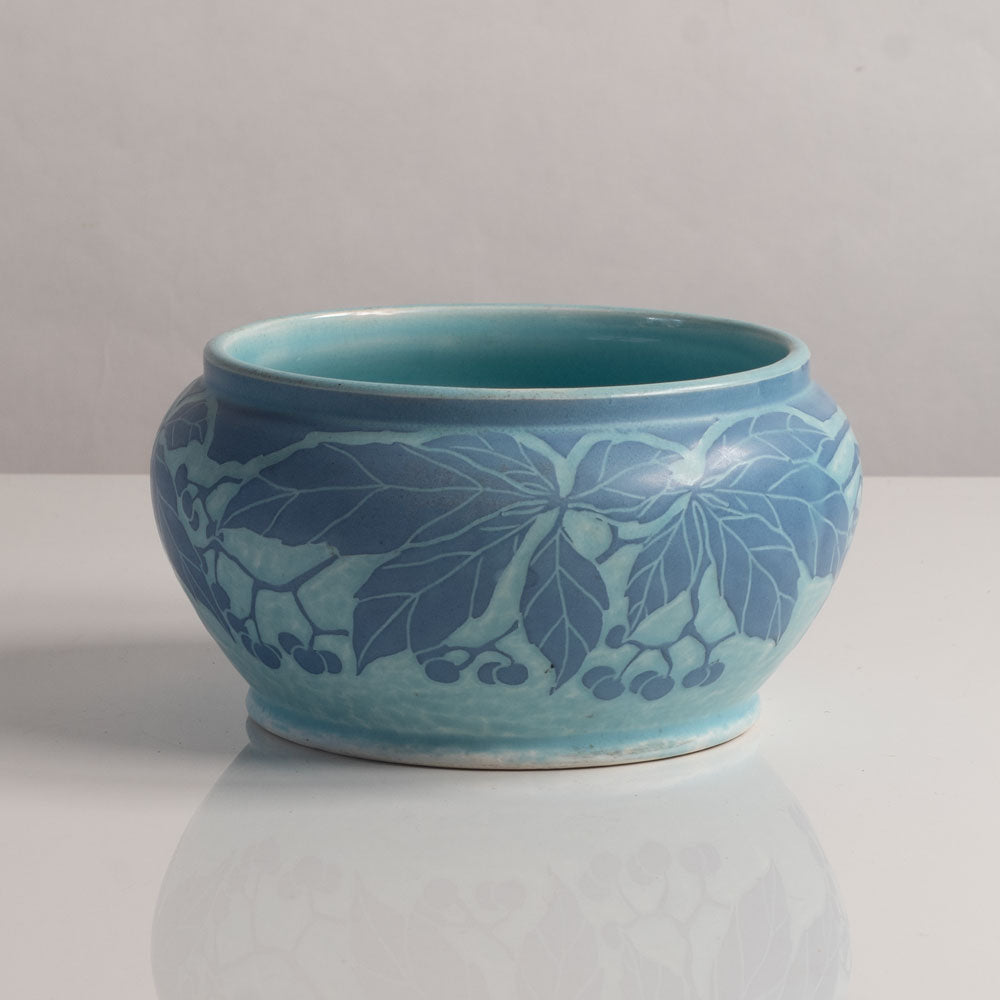 Josef Ekberg for Gustavsberg, Sweden, unique carved art nouveau stoneware bowl L3808