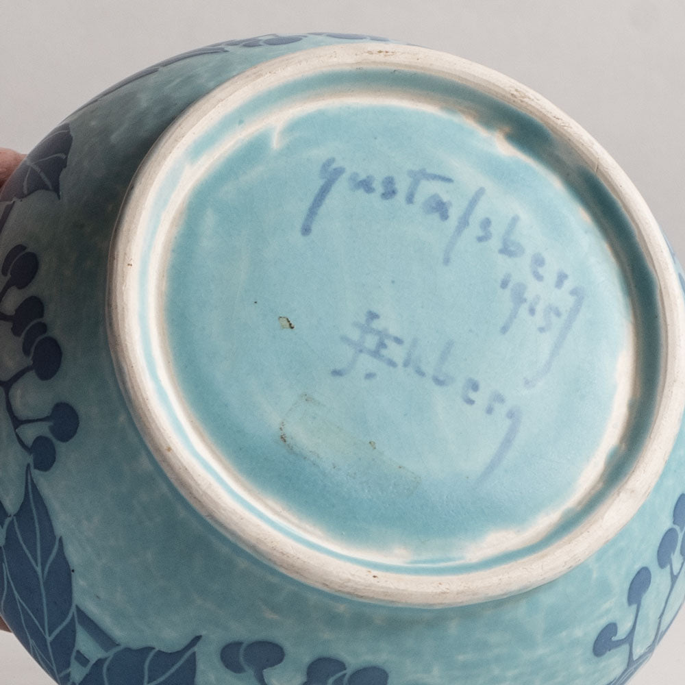 Josef Ekberg for Gustavsberg, Sweden, unique carved art nouveau stoneware bowl L3808