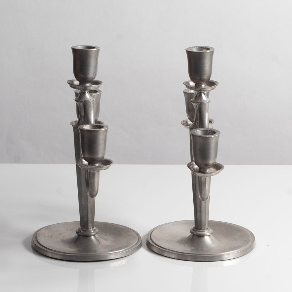GAB, Sweden, pair of pewter candelabras K2535