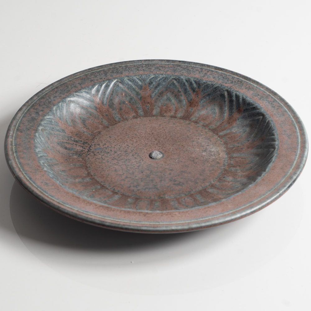 Gunnar Nylund for Rörstrand, Sweden, ceramic dish with blue and red matte glaze H1431