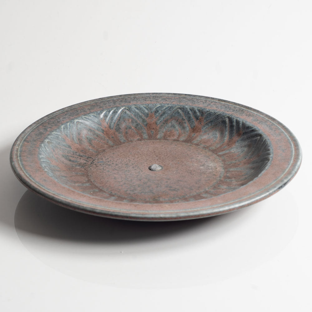 Gunnar Nylund for Rörstrand, Sweden, ceramic dish with blue and red matte glaze H1431