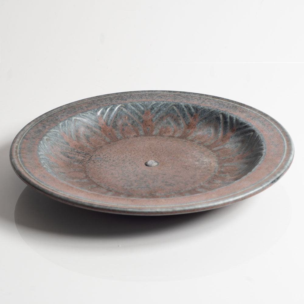 Gunnar Nylund for Rörstrand, Sweden, ceramic dish with blue and red matte glaze H1431