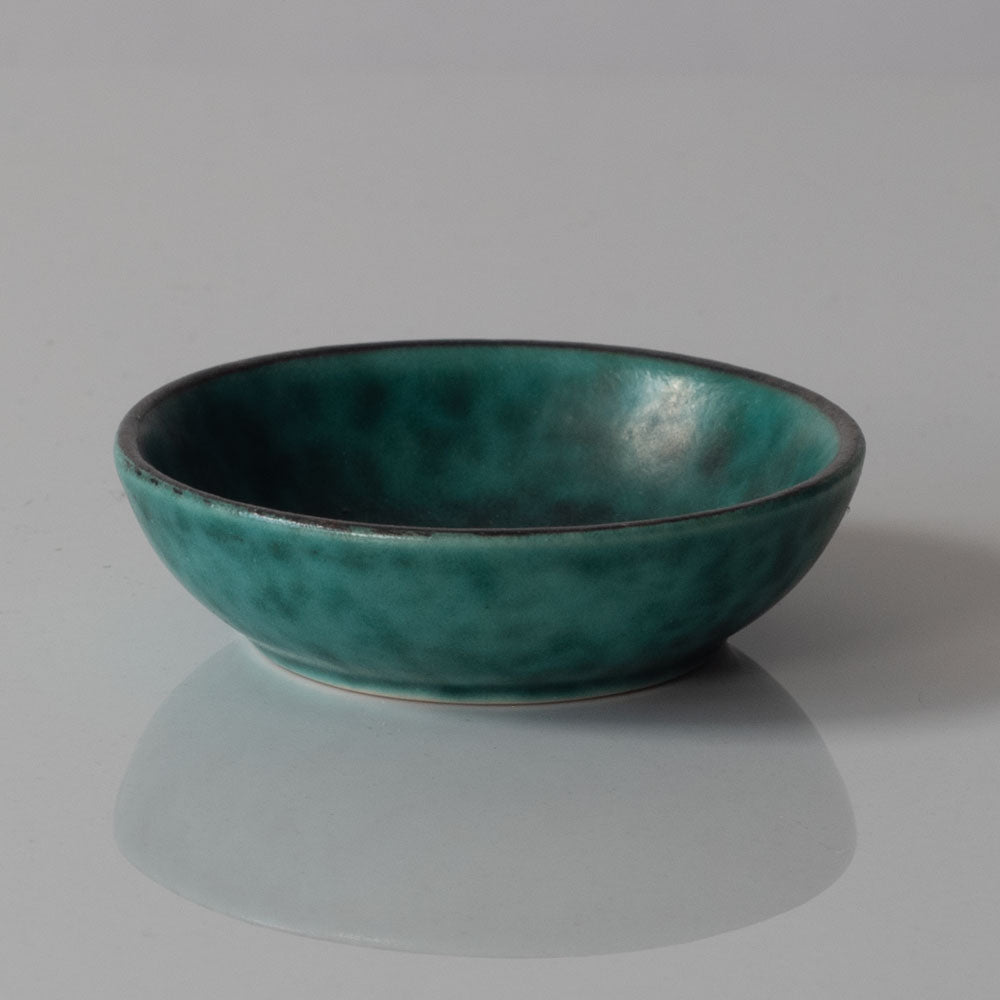 Wilhelm Kåge for Gustavsberg, "Argenta" bowl with green matte glaze with silver decoration H1582
