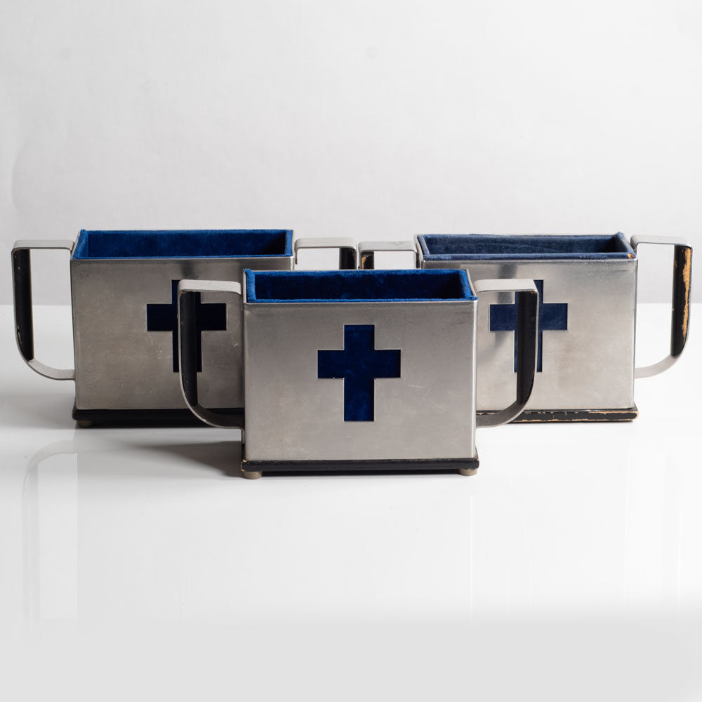 Three stainless steel boxes, Sweden L3647