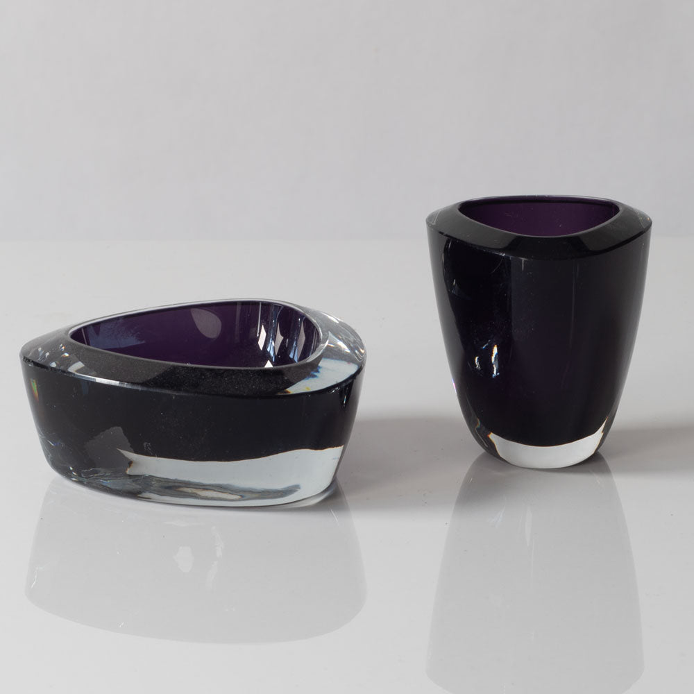 Strombergshyttan "Sommerso" vase in purple and clear glass K2520