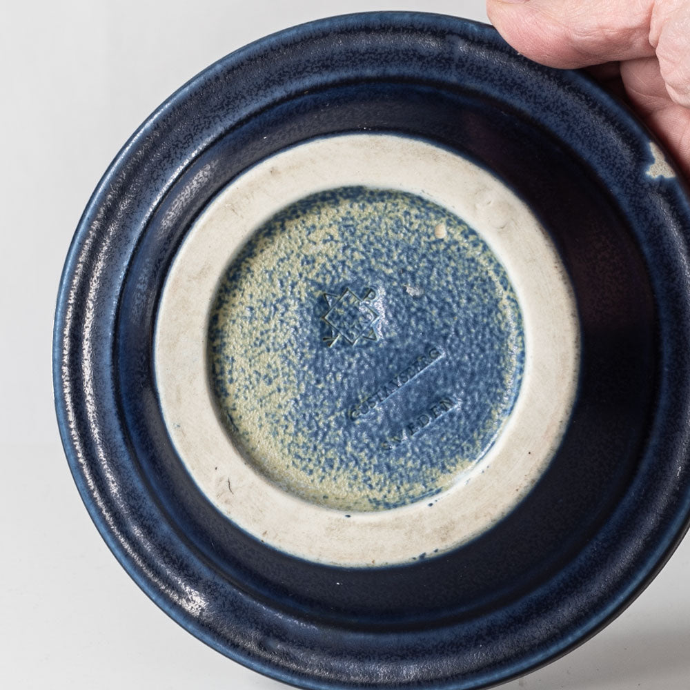 Kåge Verkstad stoneware dishwith dark blue haresfur glaze J1721