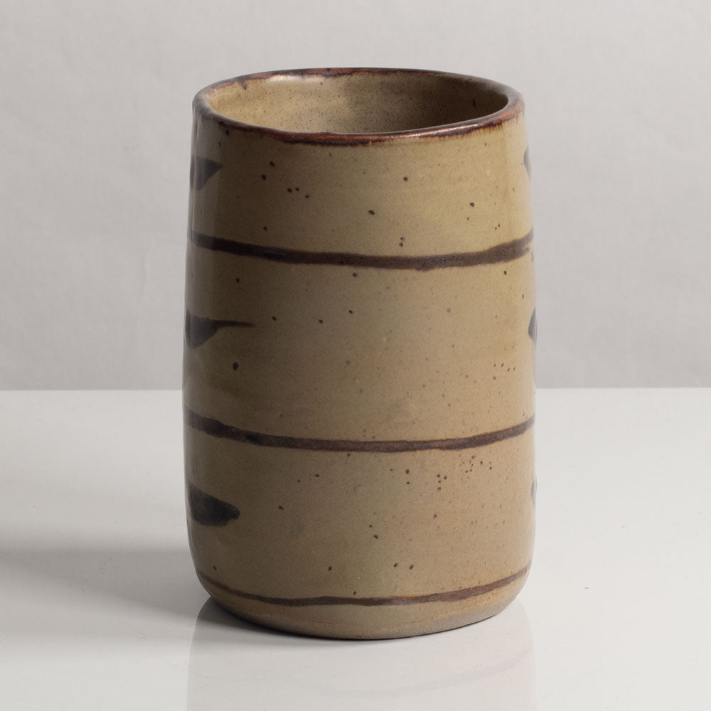 David Leach, Lowerdown Pottery, UK unique stoneware vase with brown glaze L4014