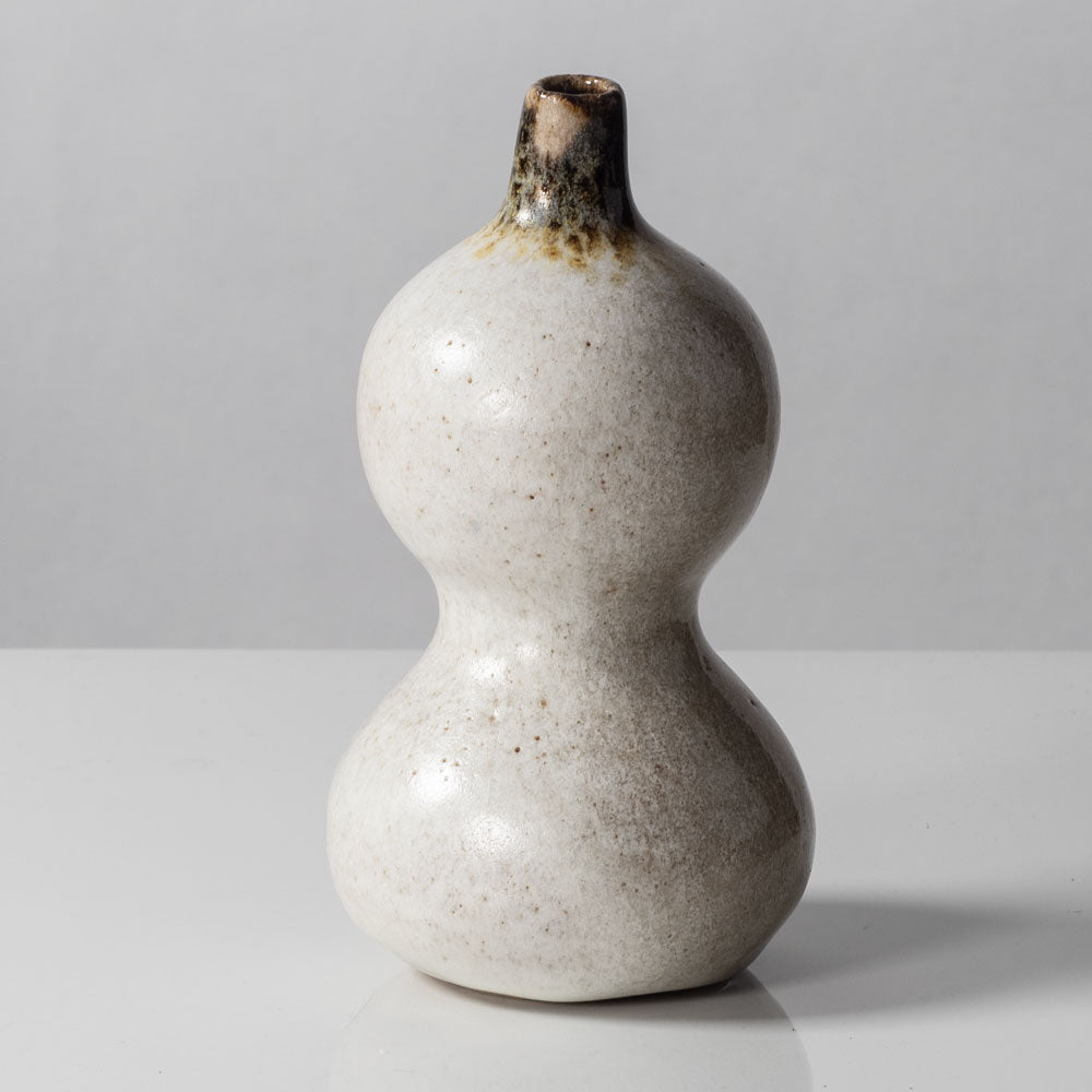 Horst Kerstan, Germany, unique double gourd vase with glossy crackle glaze K2815