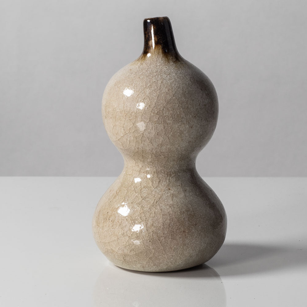 Horst Kerstan, Germany, unique double gourd vase with glossy crackle glaze K2815
