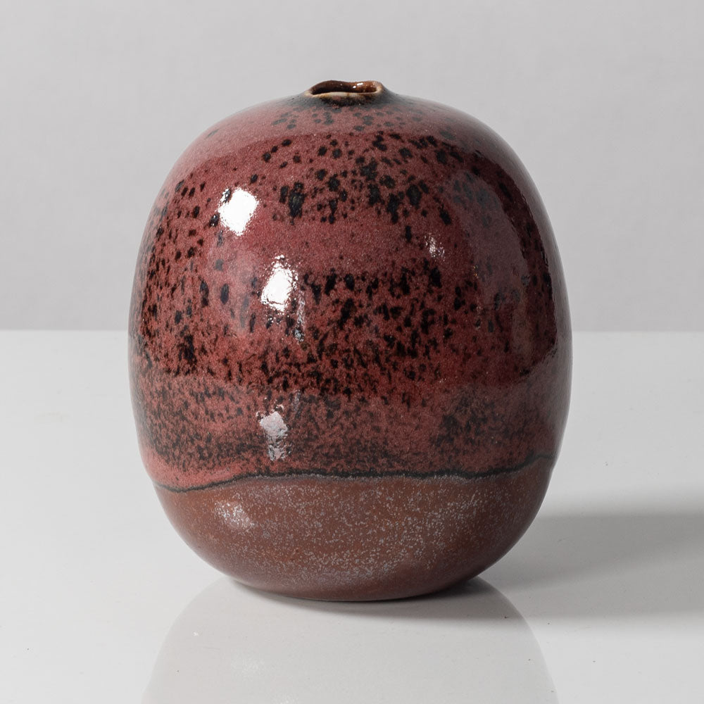 Horst Kerstan, Germany, unique ovoid vase with glossy brick red and black glaze K2816