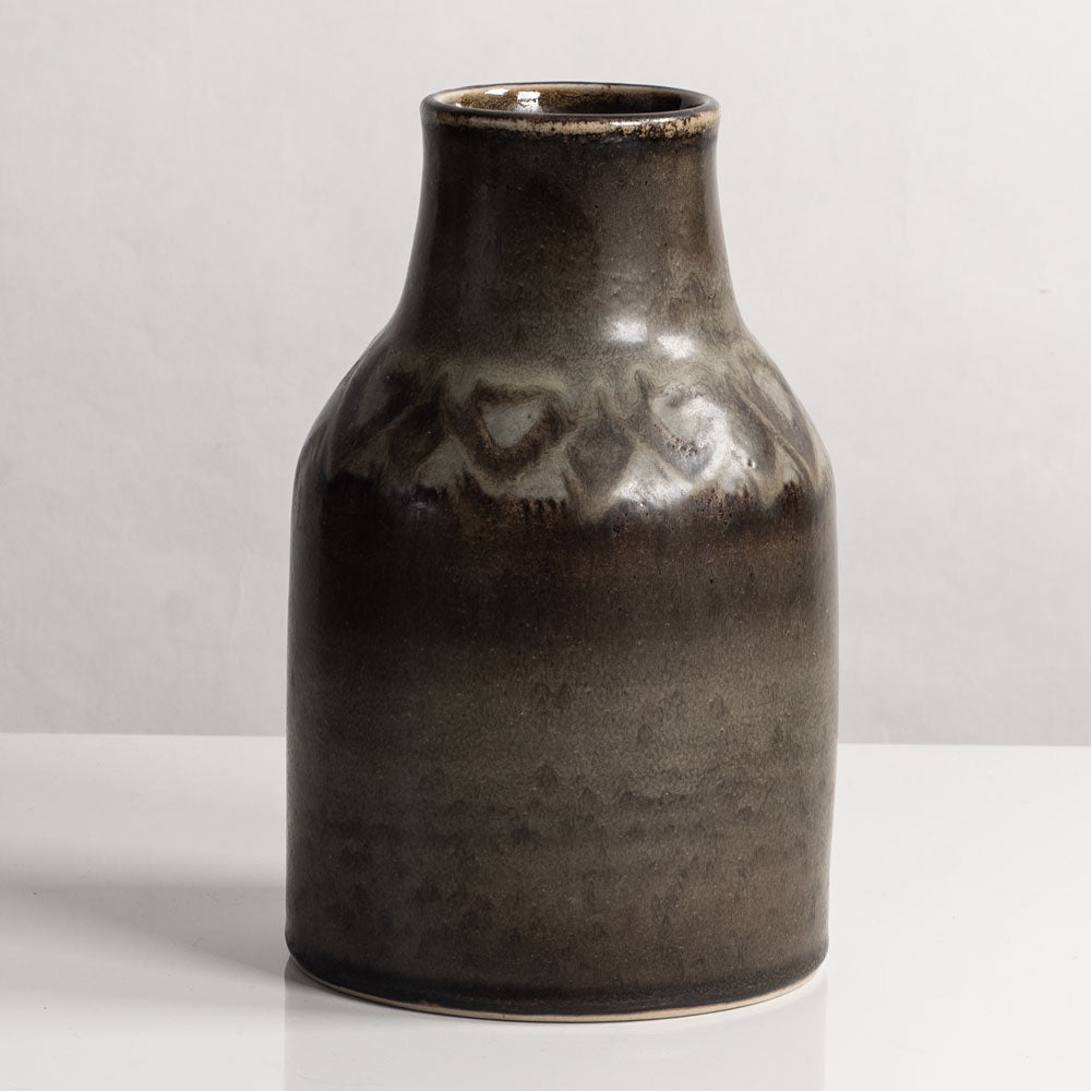 Carl Harry Stålhane for Rörstrand, Sweden, unique stoneware vase with brown glaze L3936