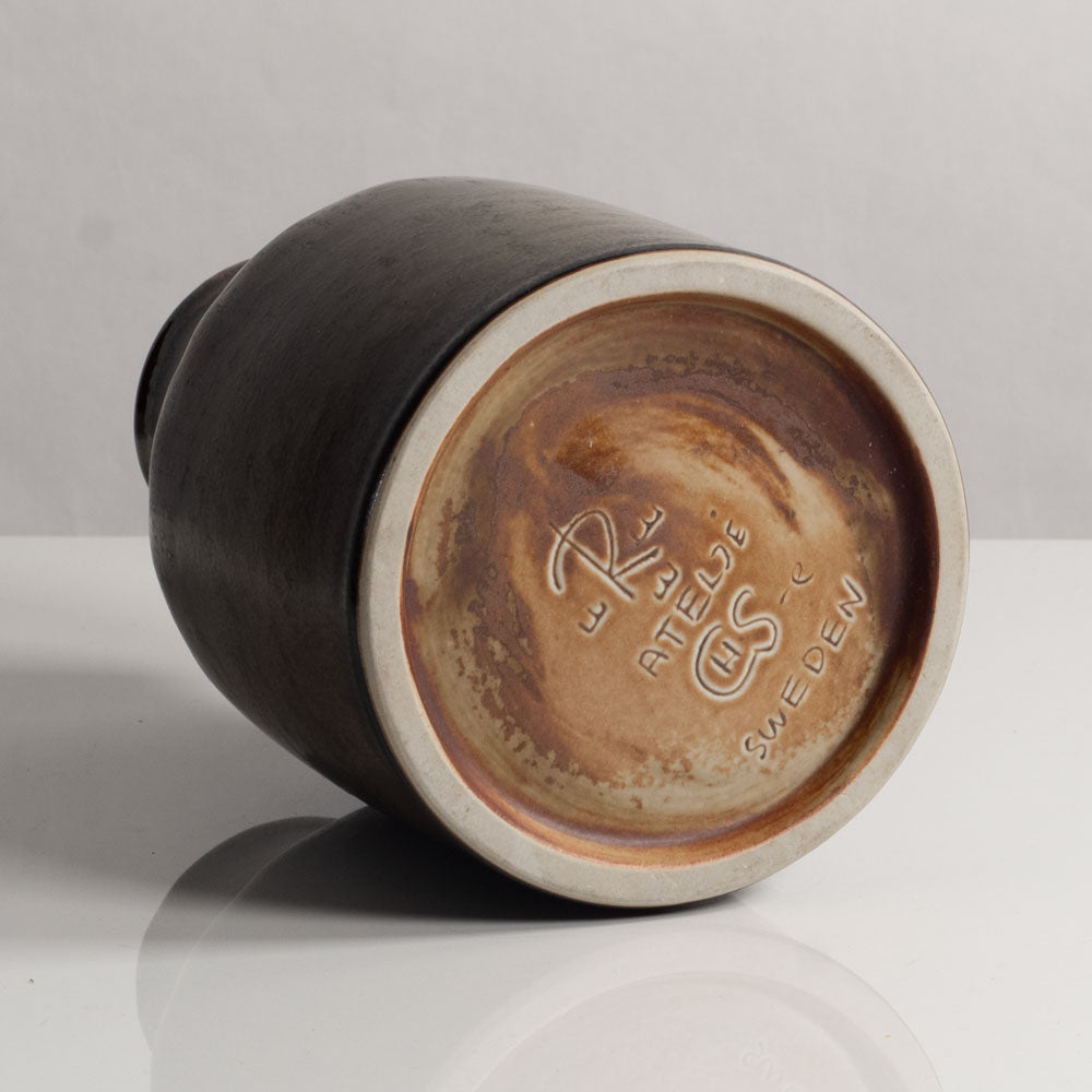 Carl Harry Stålhane for Rörstrand, Sweden, unique stoneware vase with brown glaze L3936