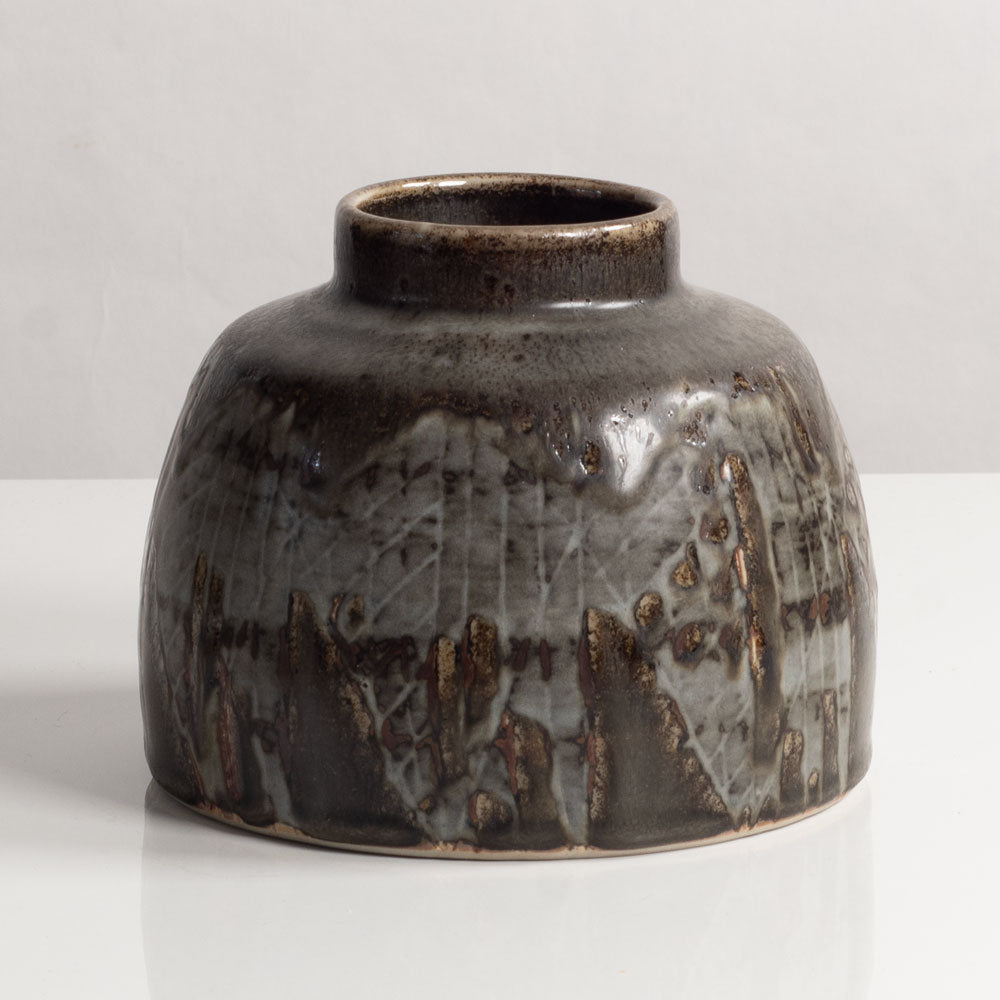 Carl Harry Stålhane for Rörstrand, Sweden, unique stoneware vase with brown glaze L3937