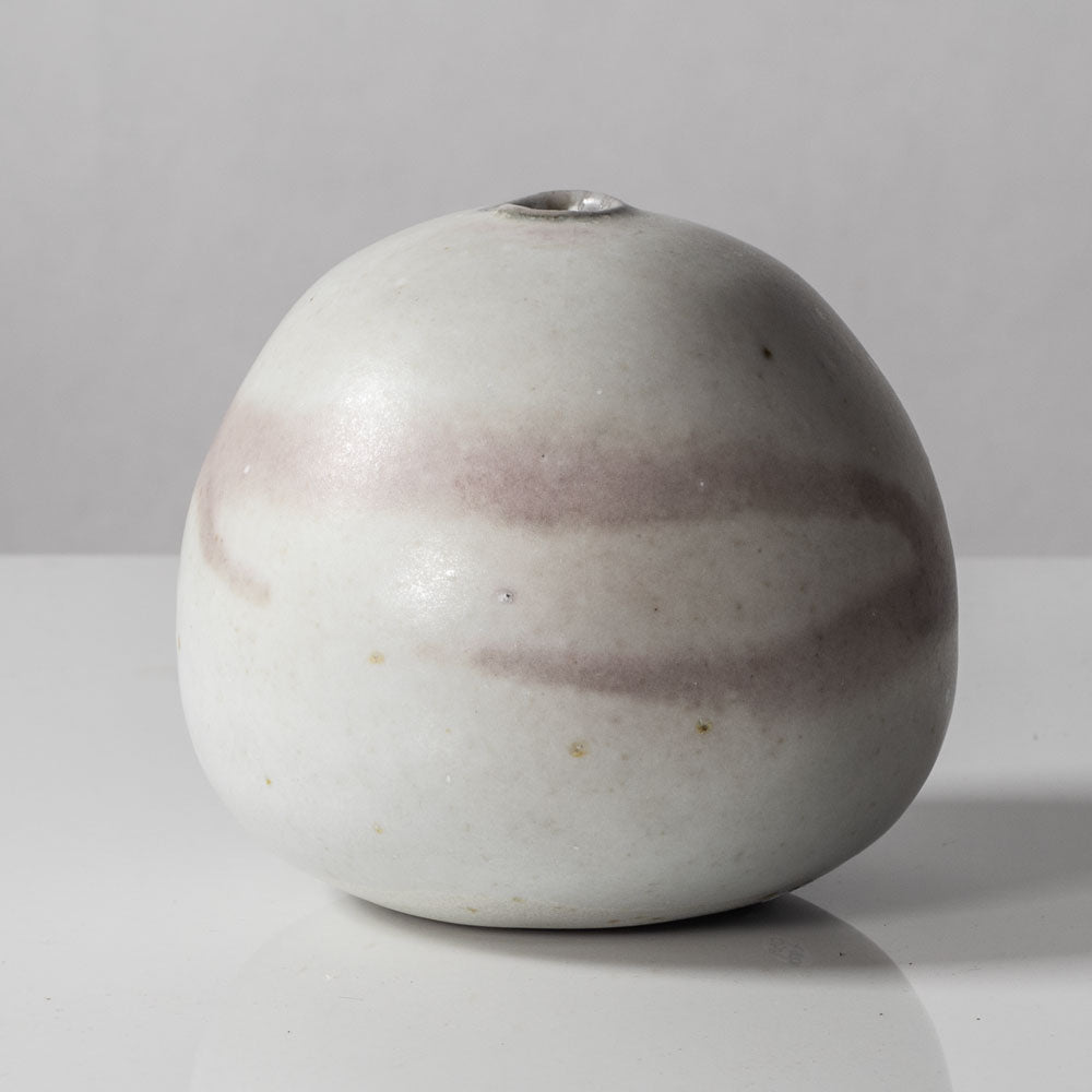 Horst Kerstan, Germany, unique ovoid vase with matte white and pink glaze K2817