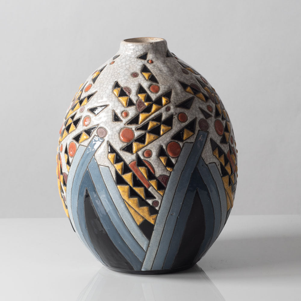 Charles Catteau for Boch Freres, Belgium, faiance vase with crackle glaze K2749