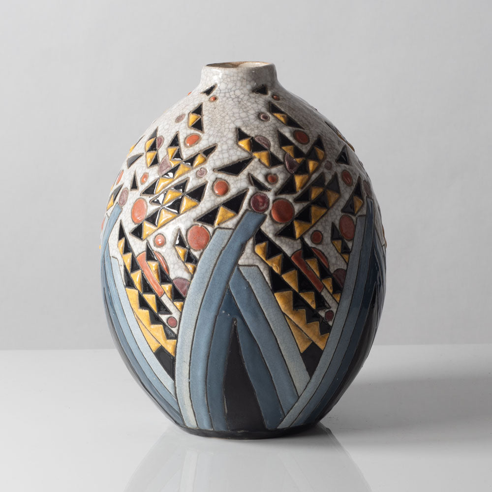 Charles Catteau for Boch Freres, Belgium, faiance vase with crackle glaze K2749