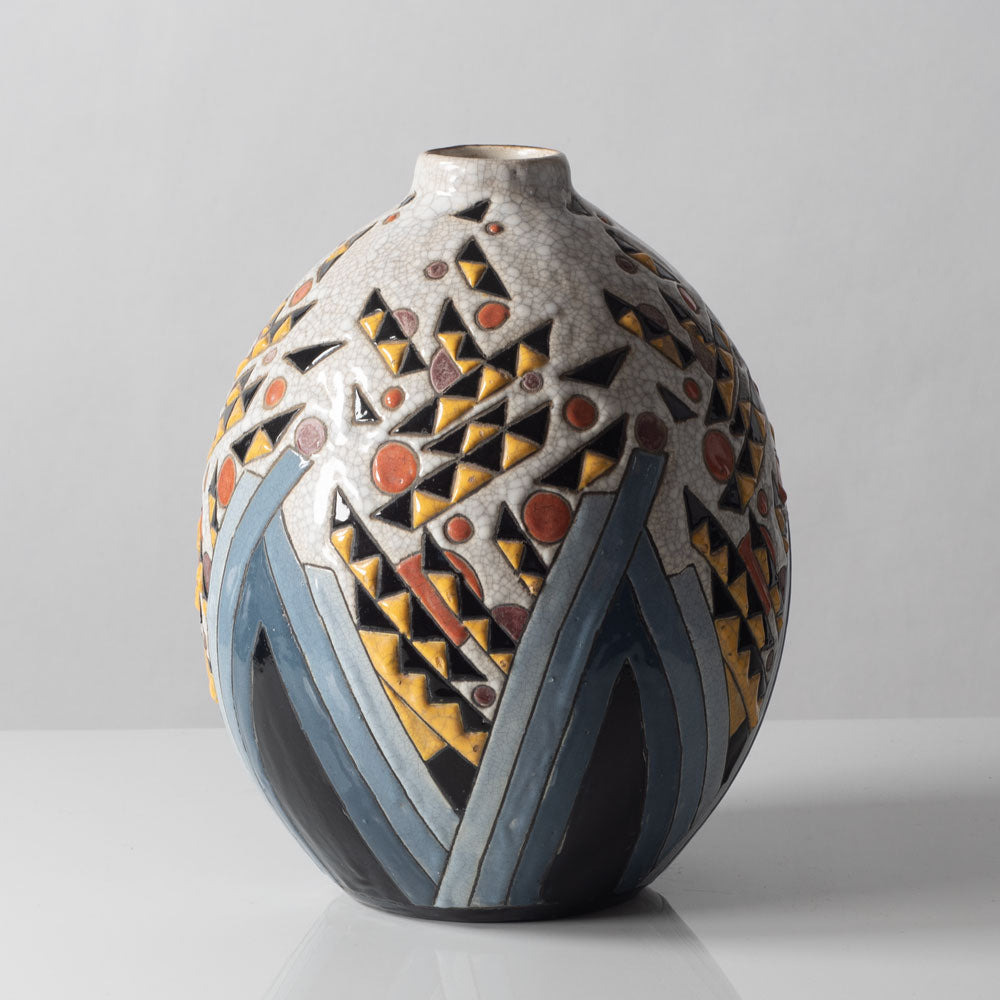 Charles Catteau for Boch Freres, Belgium, faiance vase with crackle glaze K2749