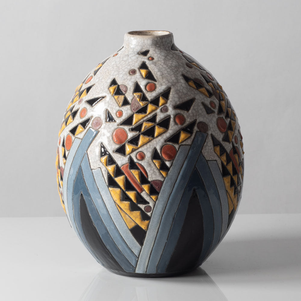 Charles Catteau for Boch Freres, Belgium, faiance vase with crackle glaze K2749