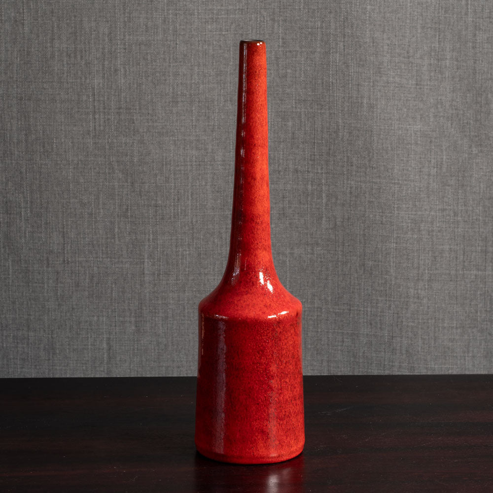 Jaap Ravelli, the Netherlands, long necked earthenware vase with red glaze M4128