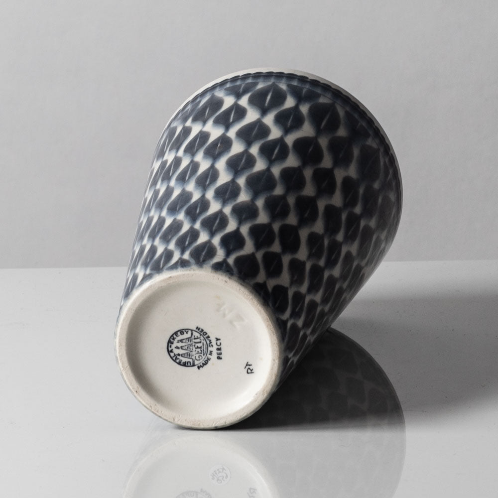 Arthur Carlsson Percy for Uppsala Ekeby, Sweden, porcelain vase with leaf pattern in blue K2776