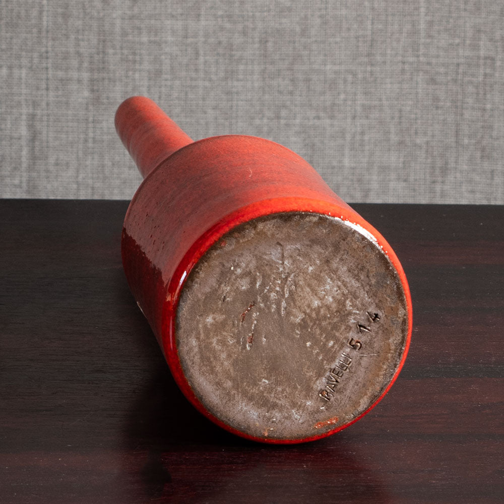 Jaap Ravelli, the Netherlands, long necked earthenware vase with red glaze M4128
