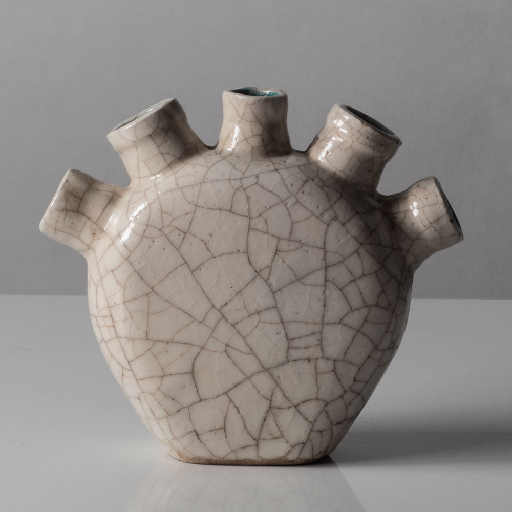 Atelier Primavera, earthenware multi-opening vase with crackle glaze K2752