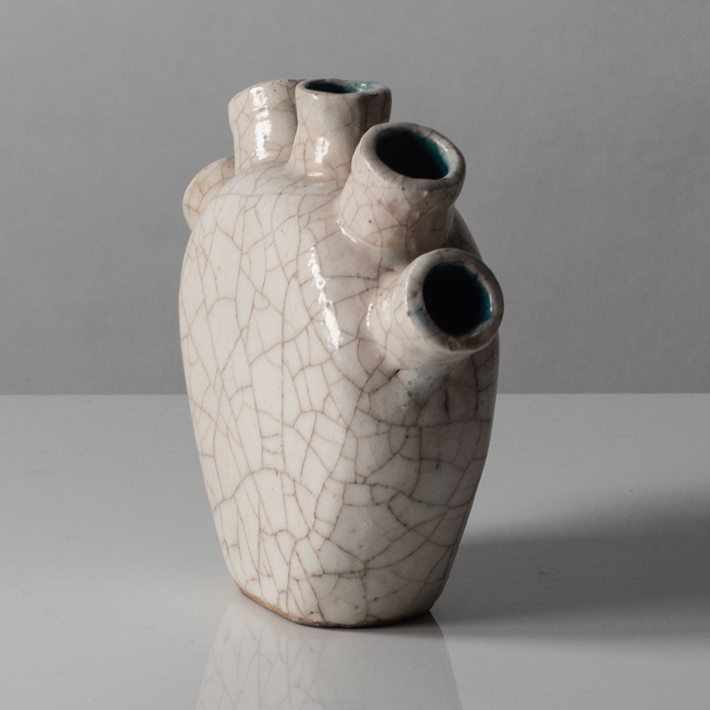 Atelier Primavera, earthenware multi-opening vase with crackle glaze K2752