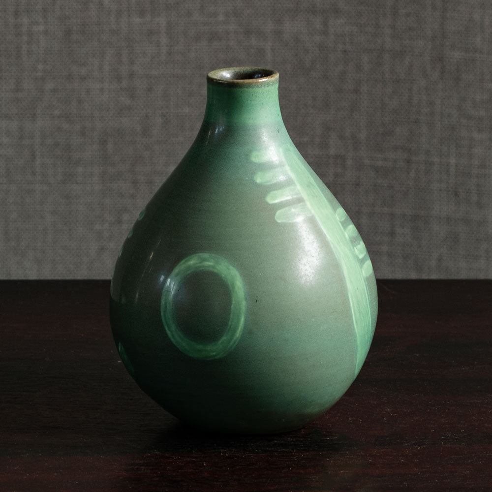 Thorkild Olsen for Royal Copenhagen, Denmark, earthenware vase with green glaze M4012