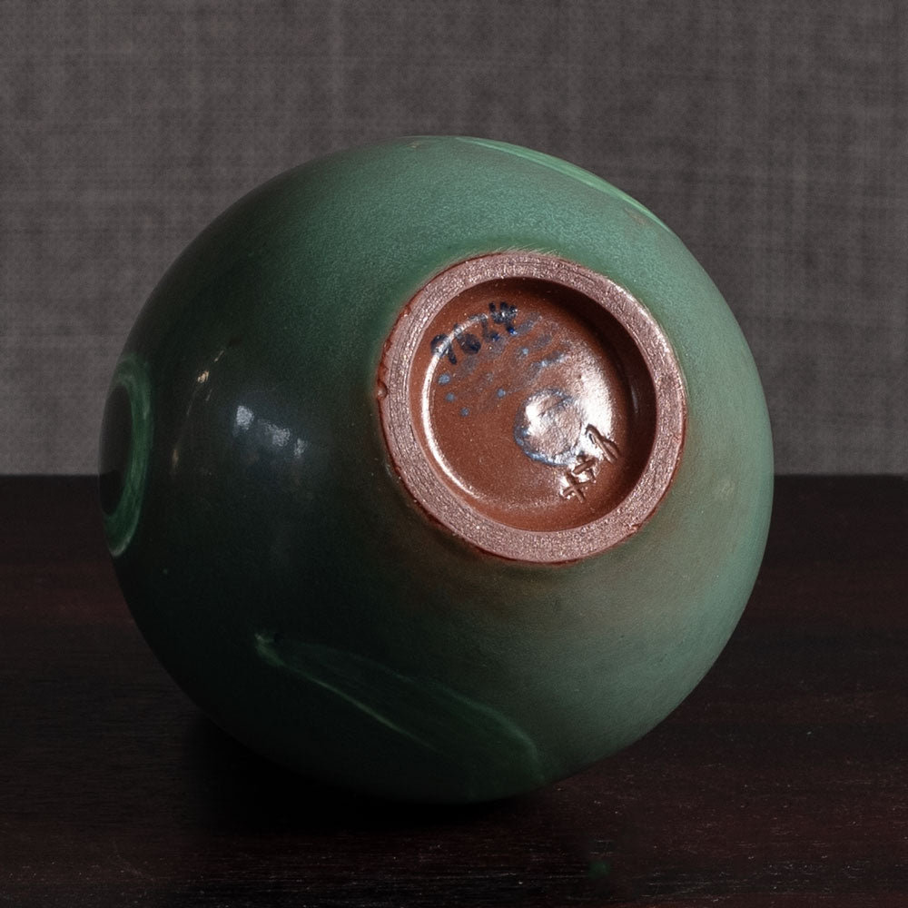 Thorkild Olsen for Royal Copenhagen, Denmark, earthenware vase with green glaze M4012