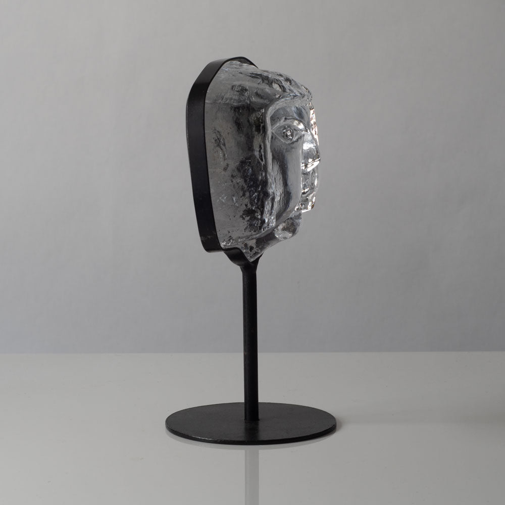Erik Hoglund for Boda, Sweden, glass sculpture on iron stand, L3029