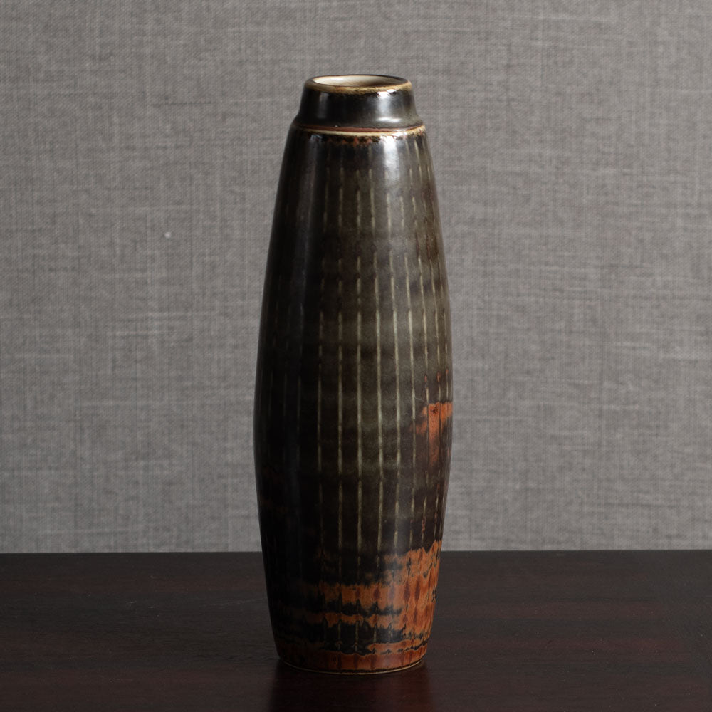 Carl Harry Stålhane for Rörstrand, Sweden, unique stoneware vase with brown glaze L3851