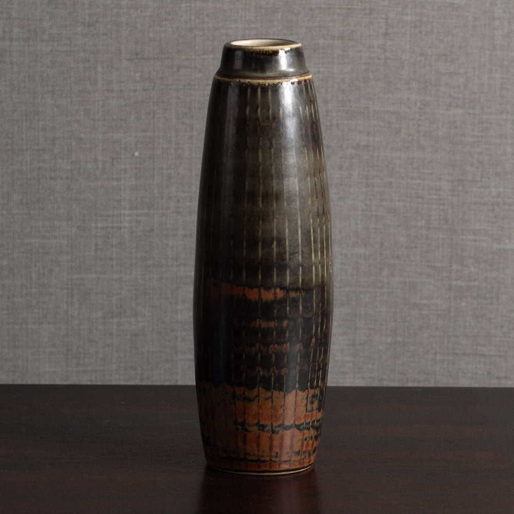 Carl Harry Stålhane for Rörstrand, Sweden, unique stoneware vase with brown glaze L3851