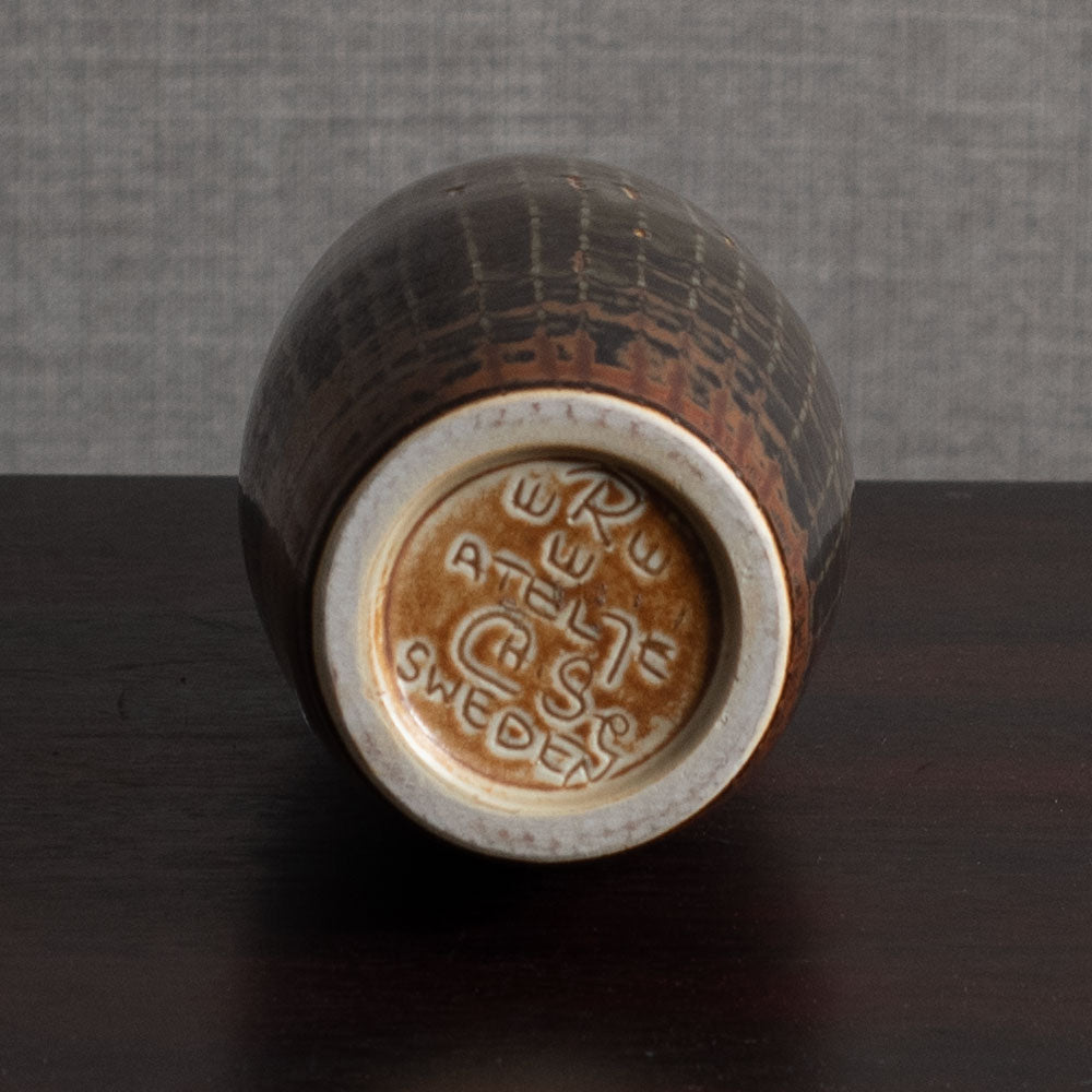 Carl Harry Stålhane for Rörstrand, Sweden, unique stoneware vase with brown glaze L3851