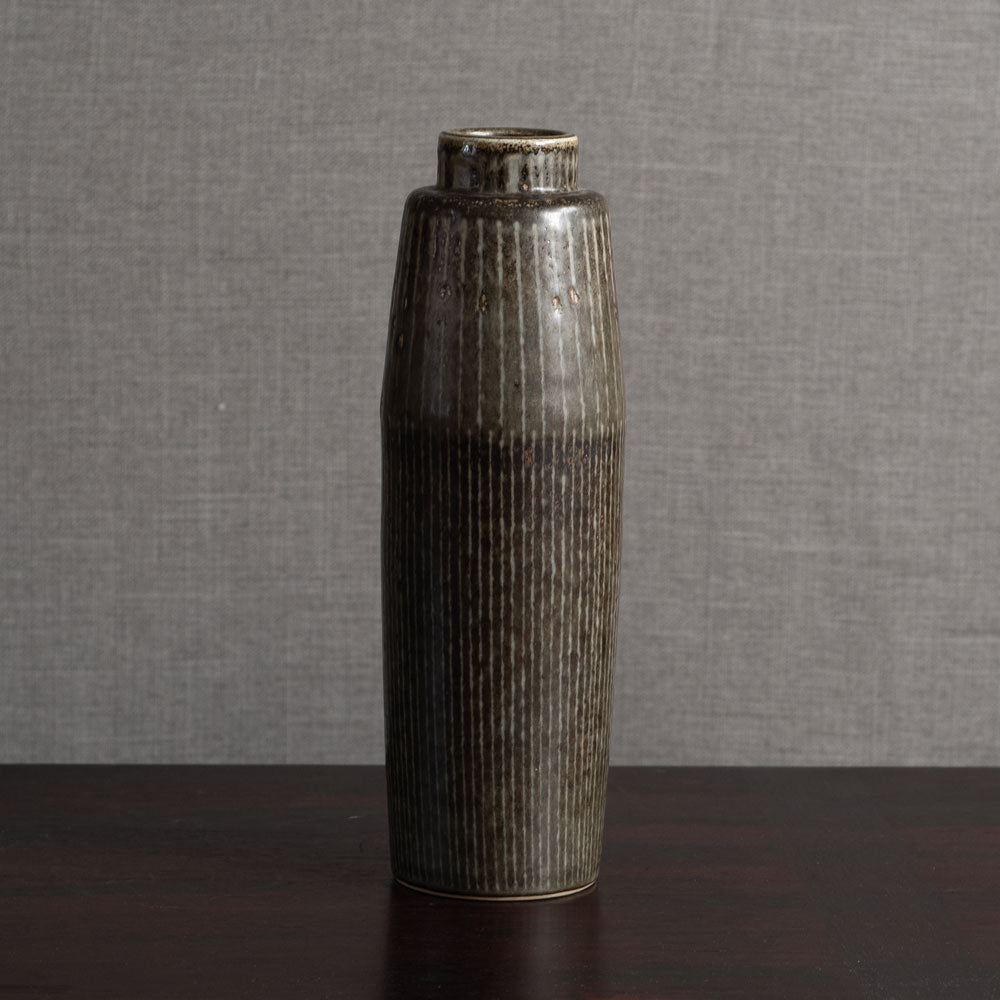 Carl Harry Stålhane for Rörstrand, Sweden, unique stoneware vase with brown glaze L3822