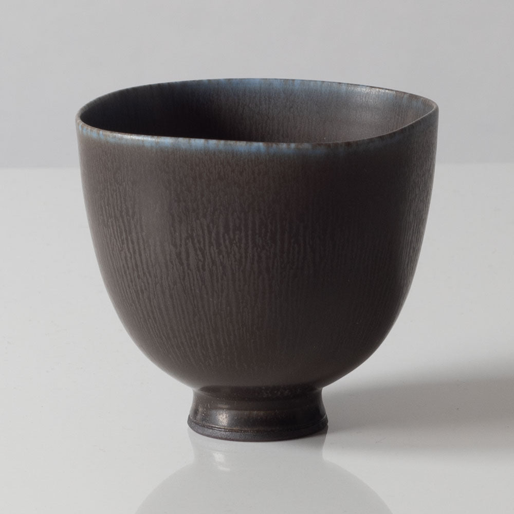Berndt Friberg for Gustavsberg, Sweden, unique stoneware bowl with gray glaze K2915