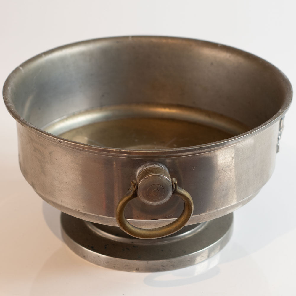 CG Hallberg, Sweden, pewter rsaised bowl with woman motif L3667