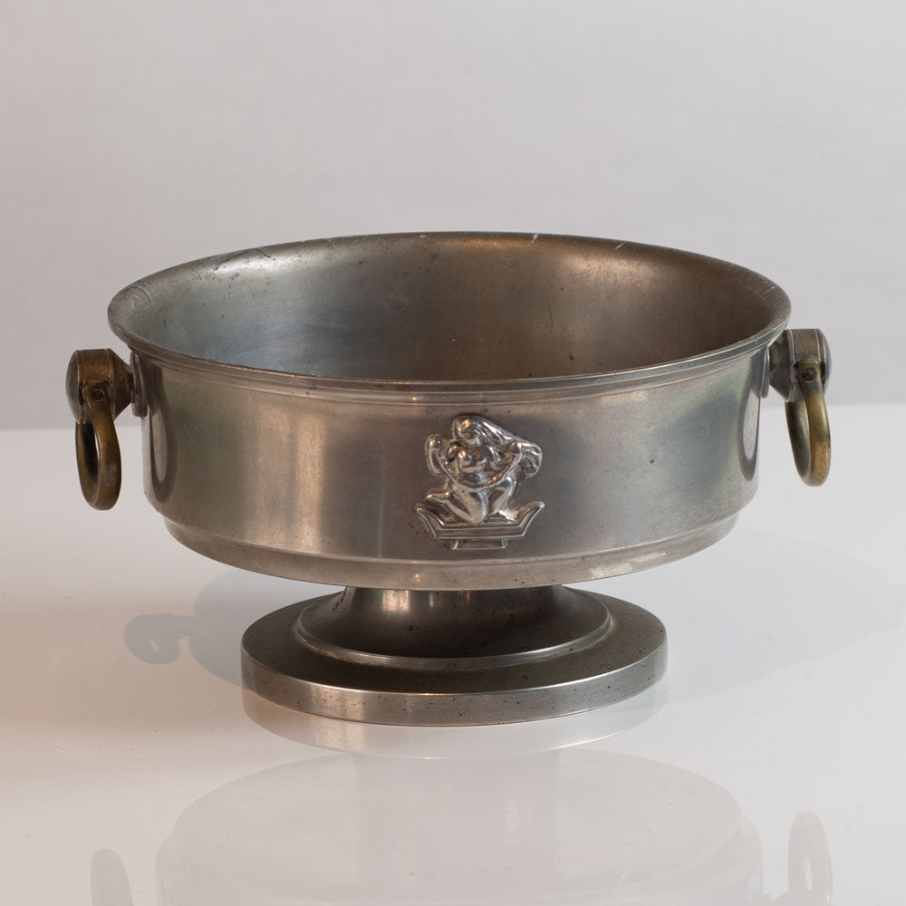 CG Hallberg, Sweden, pewter rsaised bowl with woman motif L3667