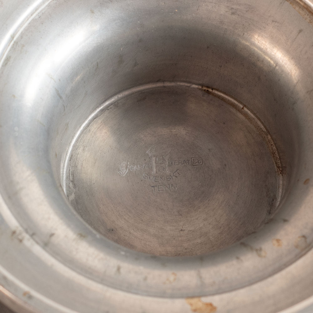 CG Hallberg, Sweden, pewter rsaised bowl with woman motif L3667