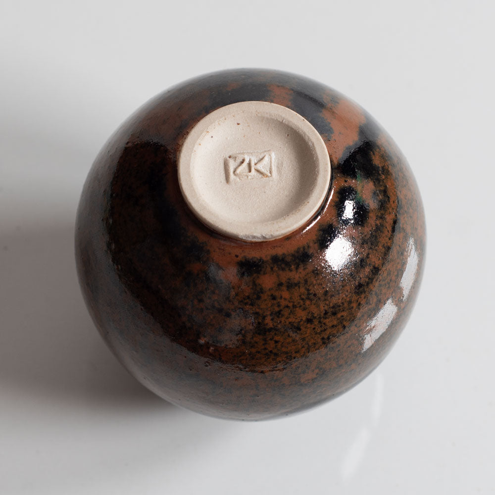 Ingeborg Zenker, Zenker Karthausen, unique stoneware vessel with brown-black glaze K2810
