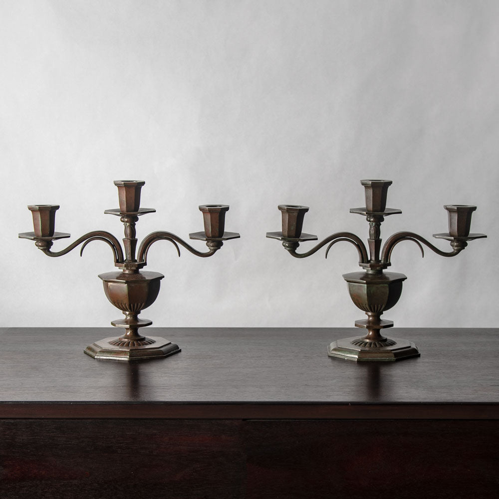 Sune Backstroms, Sweden, pair of bronze candlesticks J1122