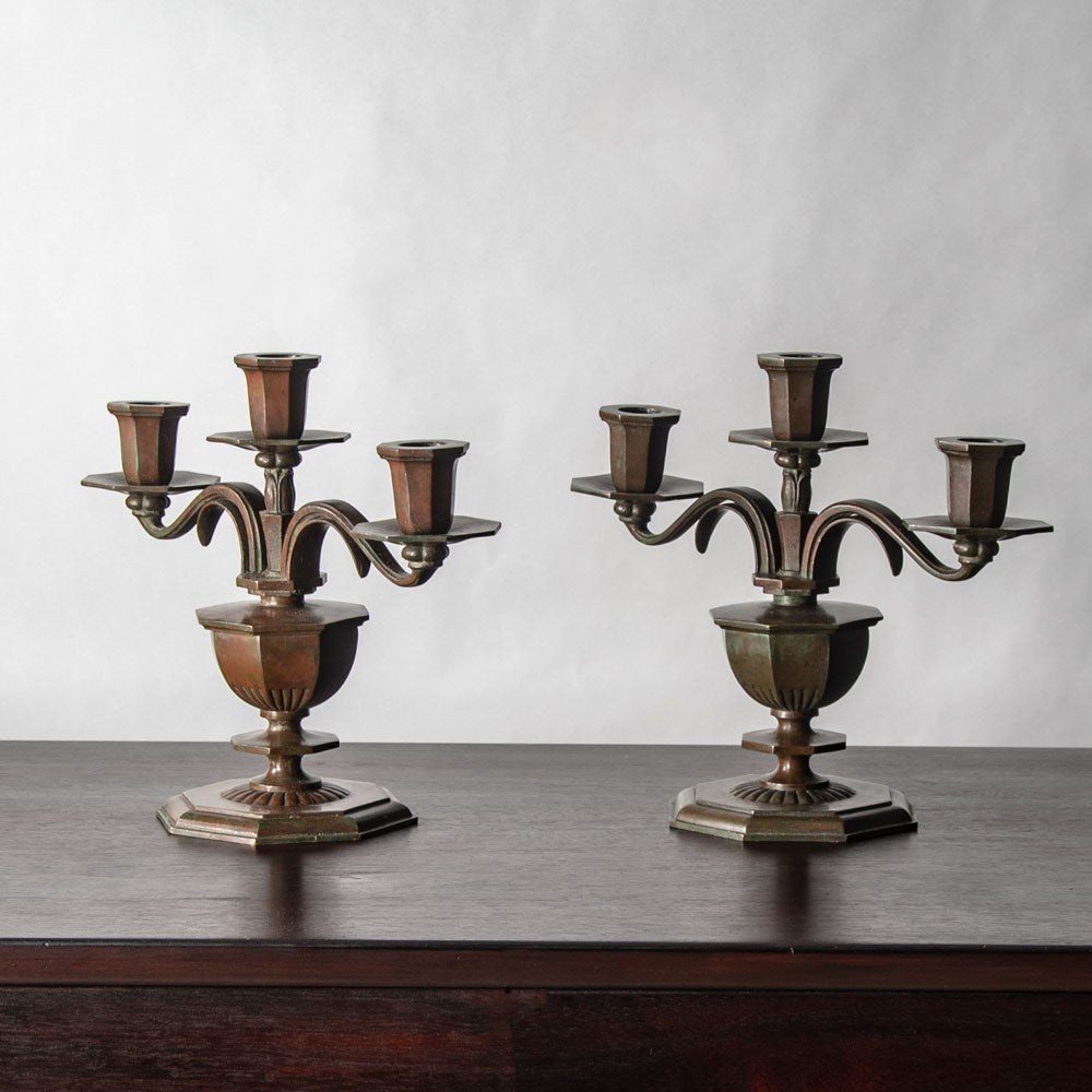 Sune Backstroms, Sweden, pair of bronze candlesticks J1122