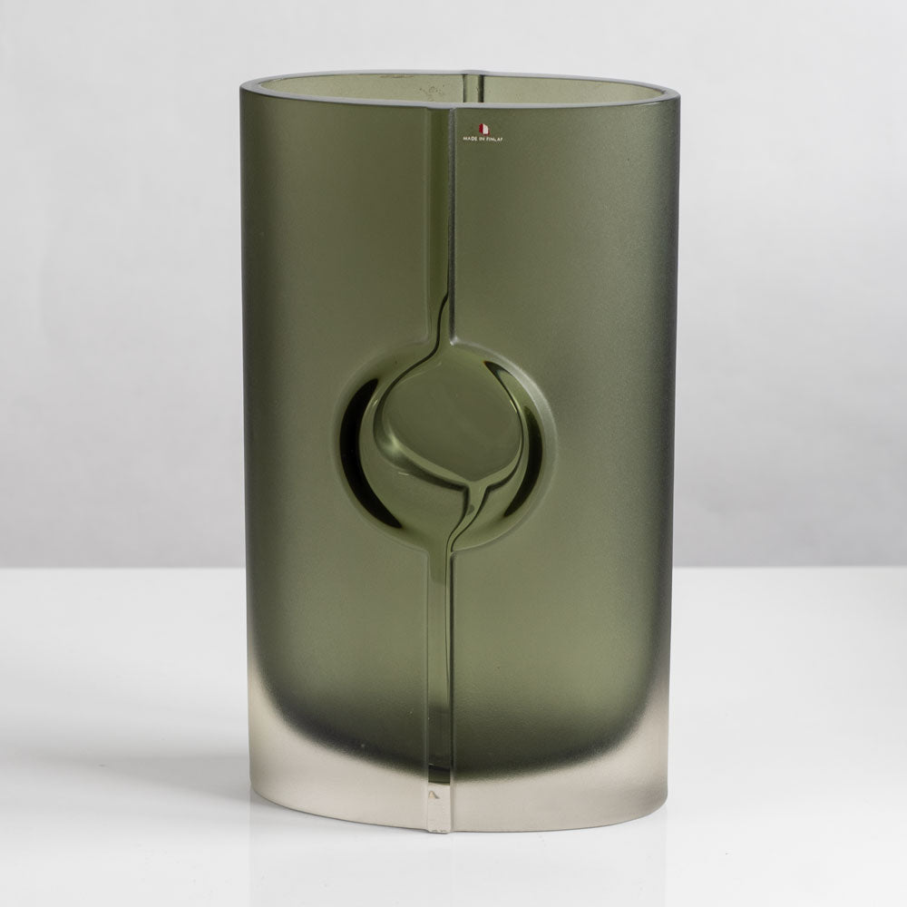 Tapio Wirkkala for Iittala, Finland, large gray frosted glass vase L4161