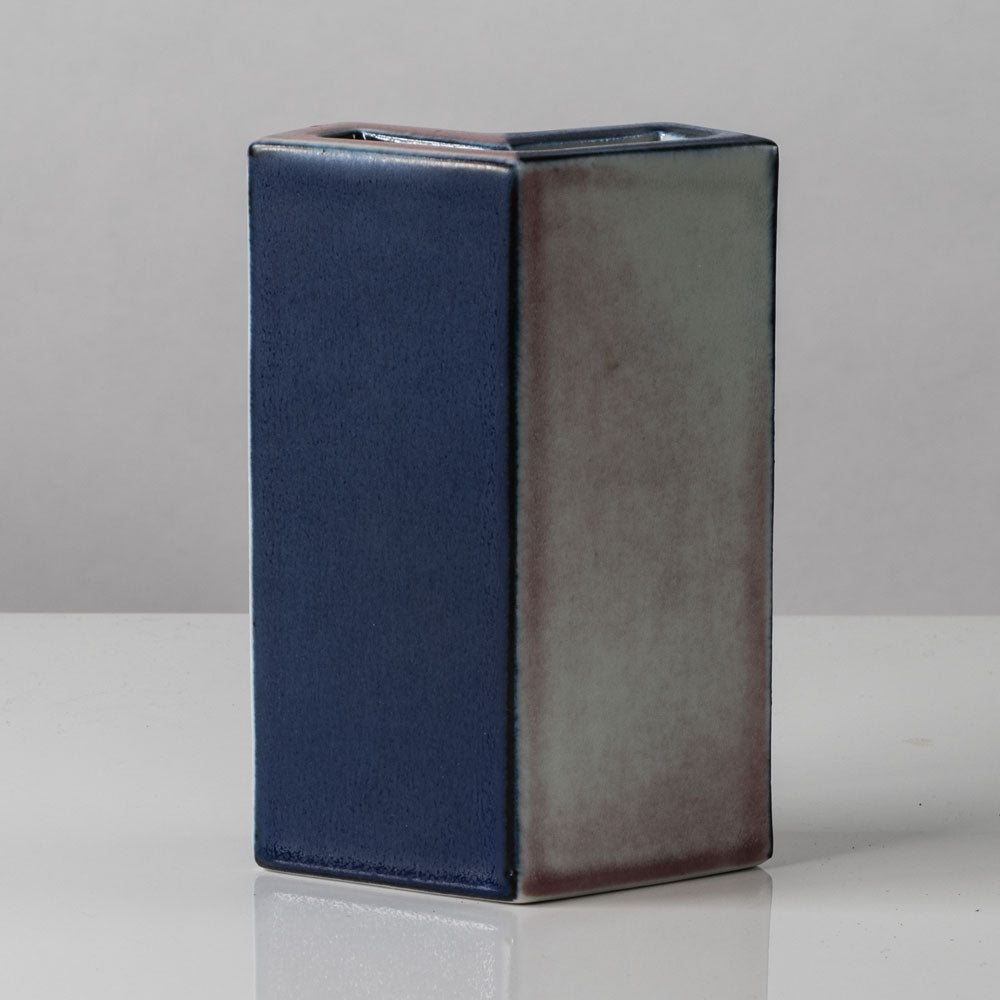 Karl Scheid, Germany, geometric vase with blue, pink and white glaze K2316