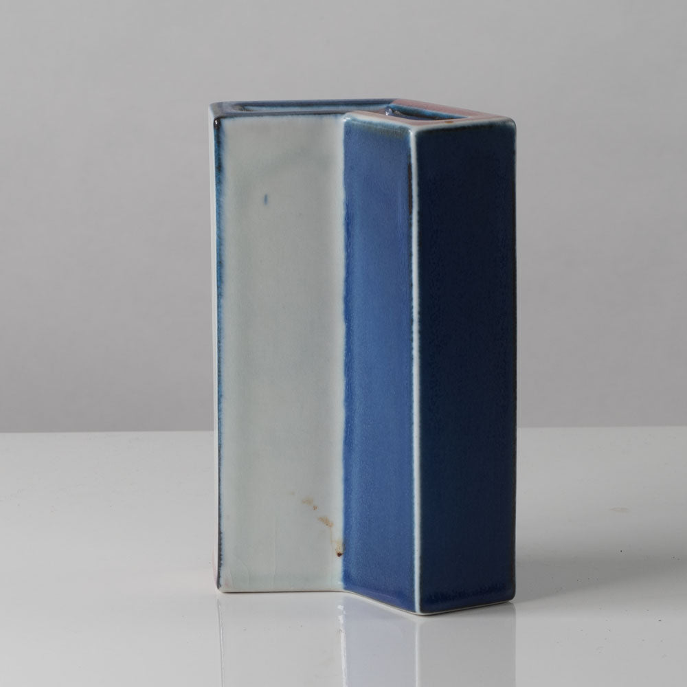 Karl Scheid, Germany, geometric vase with blue, pink and white glaze K2316