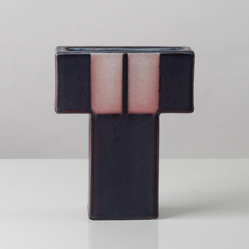 Karl Scheid, Germany, geometric vase with purple, pink and white glaze K2315