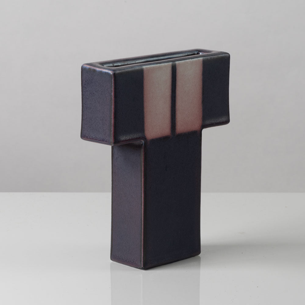 Karl Scheid, Germany, geometric vase with purple, pink and white glaze K2315