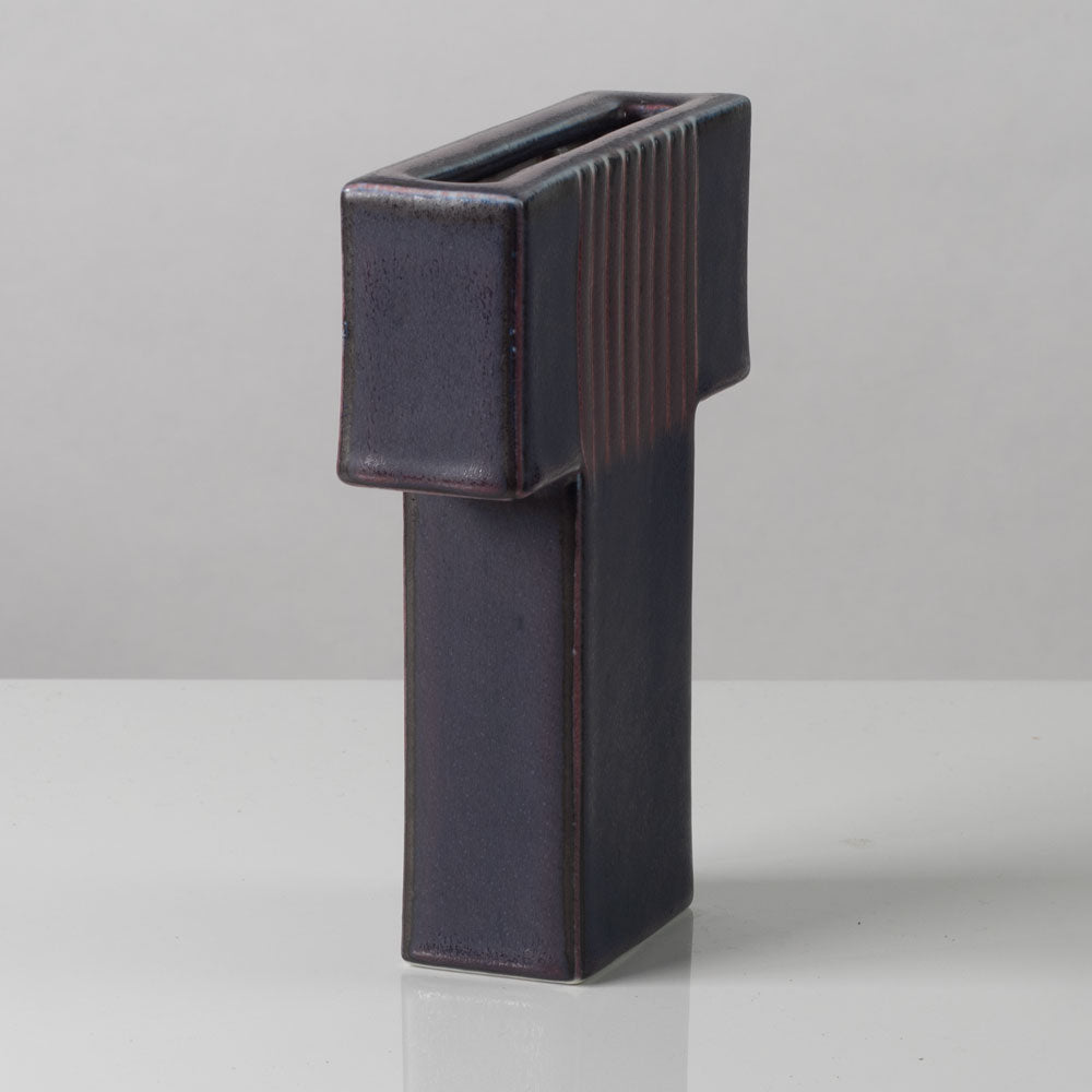 Karl Scheid, Germany, geometric vase with purple, pink and white glaze K2315