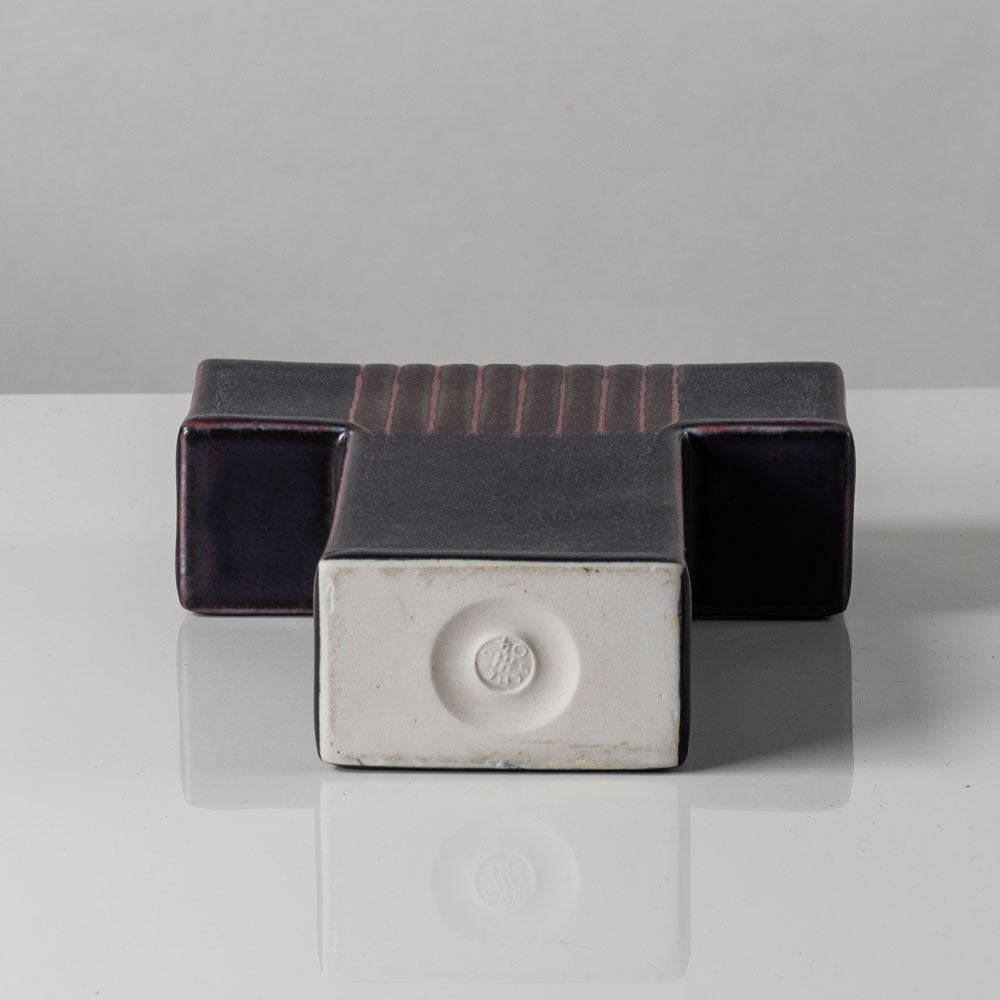 Karl Scheid, Germany, geometric vase with purple, pink and white glaze K2315