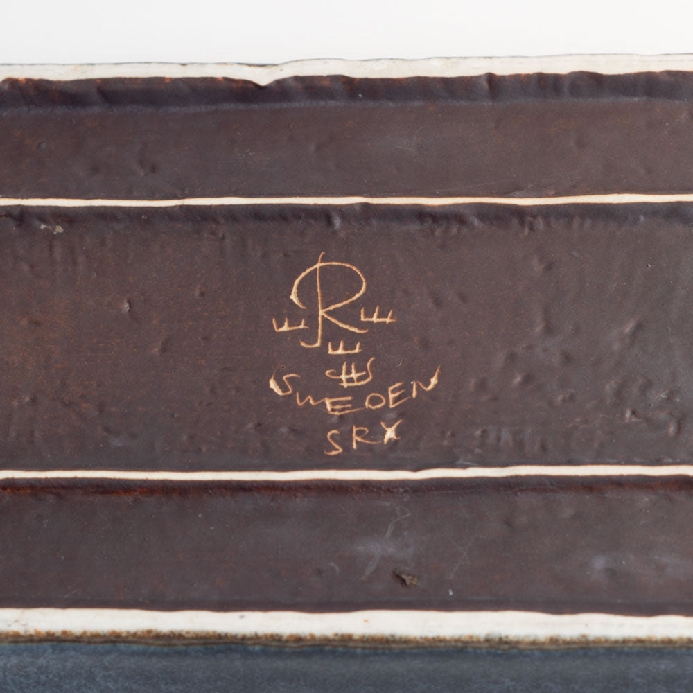 Carl Harry Stålhane for Rörstand, Sweden, rectangular stoneware dish with blue glaze L3496